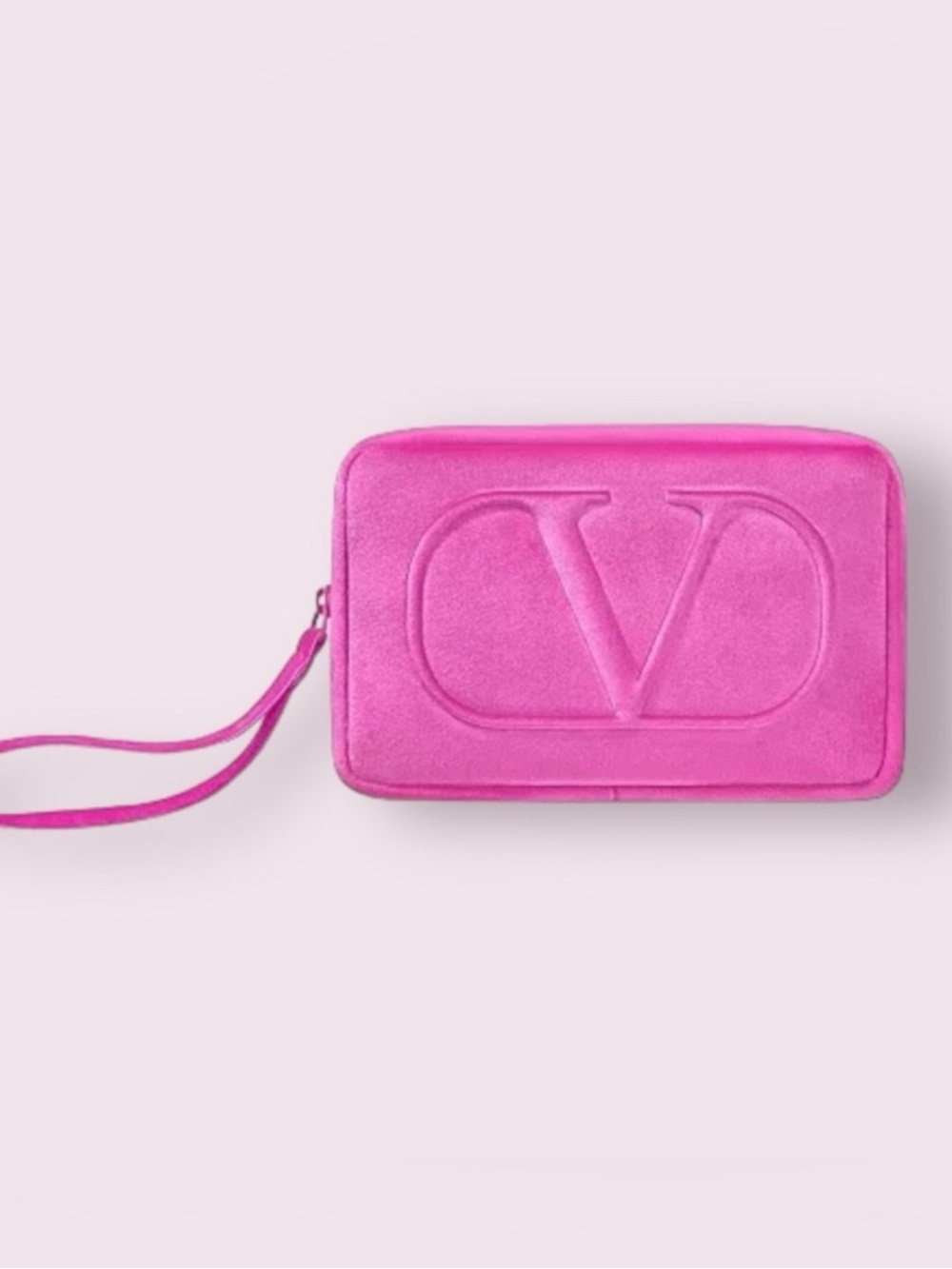 Fuchsia-Pink Valentino Beauty (Velour) Cosmetic-Makeup Travel Bag